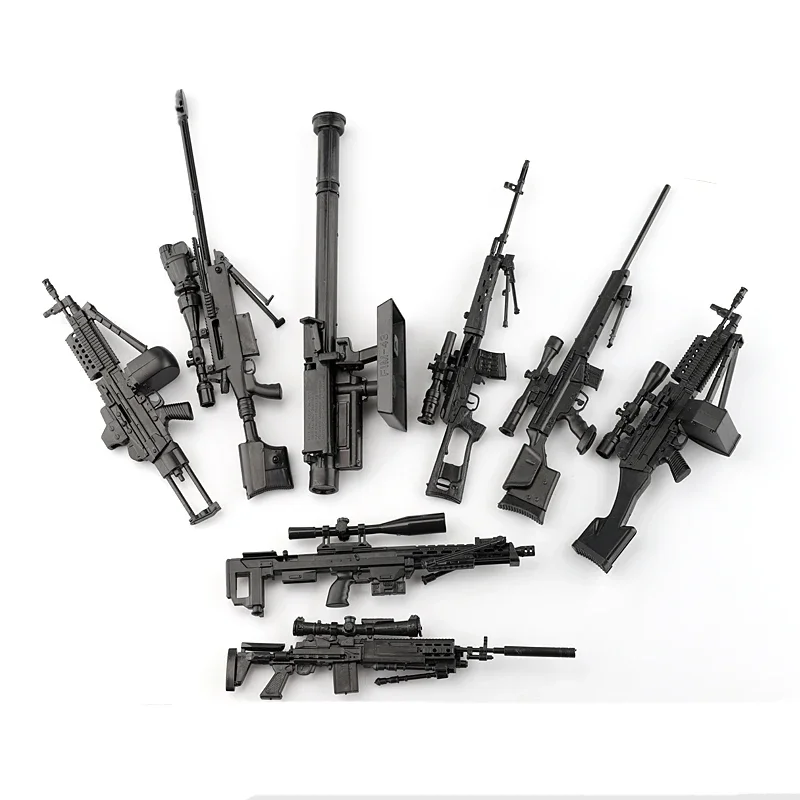 Model Kit Weapons - 8Pcs 1:6 4D Gun Model Black