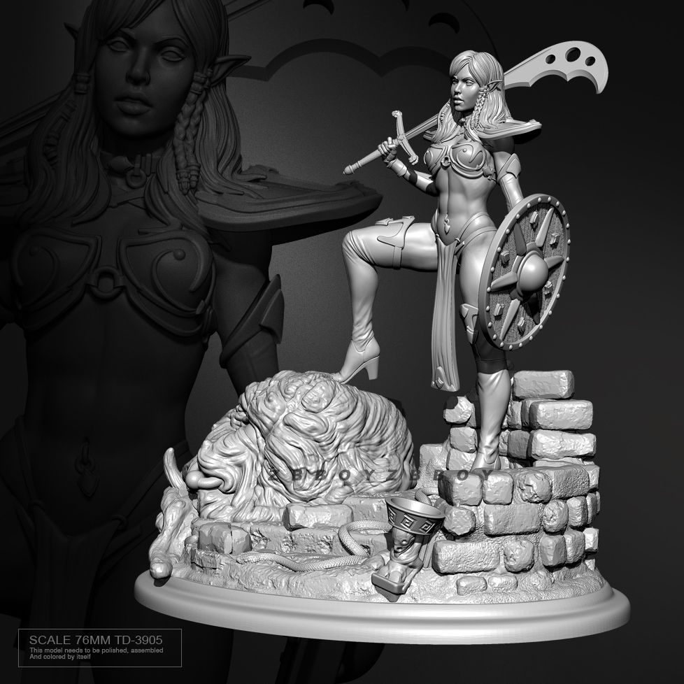 76mm Fantasy Female Greatsword - Model Kit History ulasan dan harga