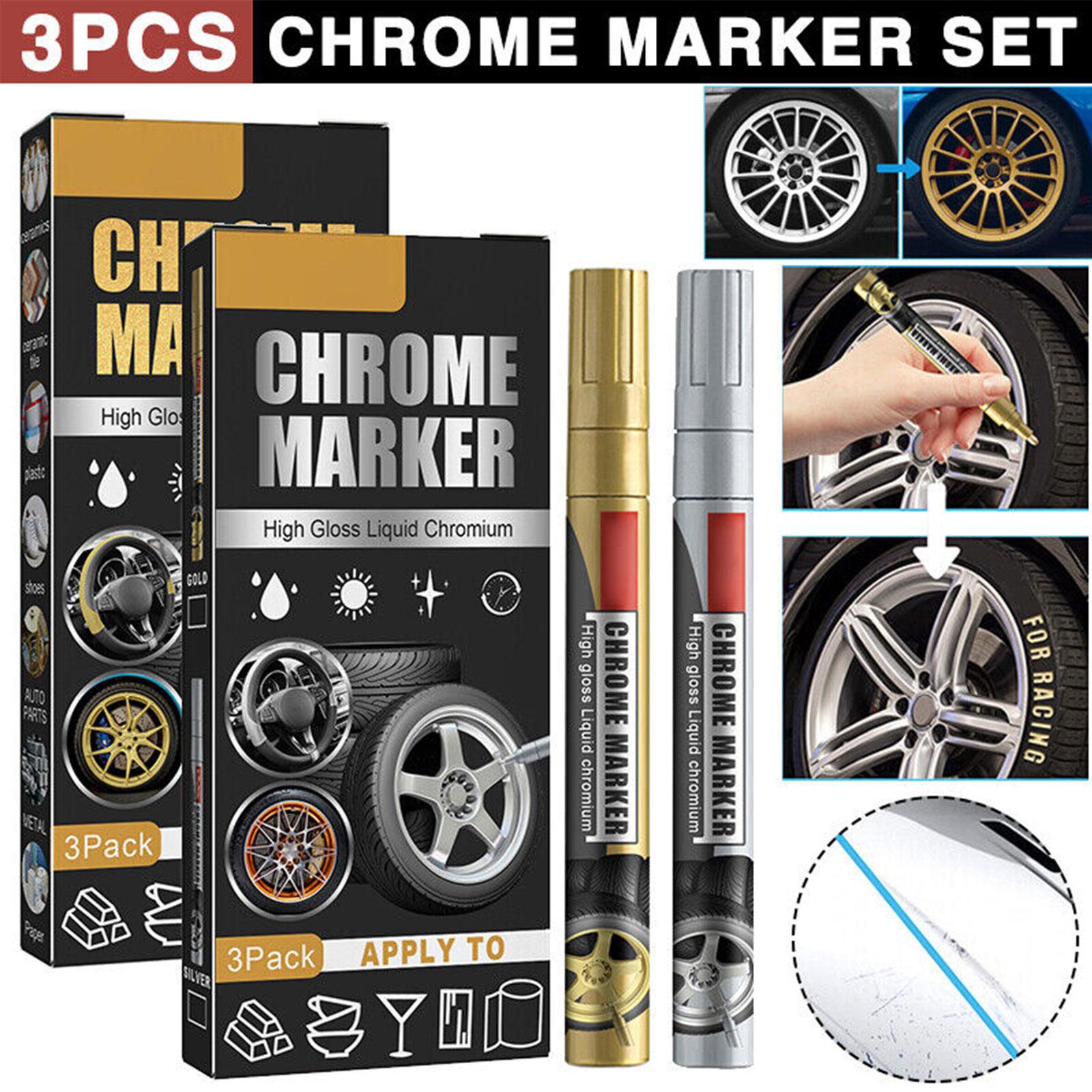 3Pcs/Set Chrome Marker Pen Car - Metallic Paint Set ulasan dan harga
